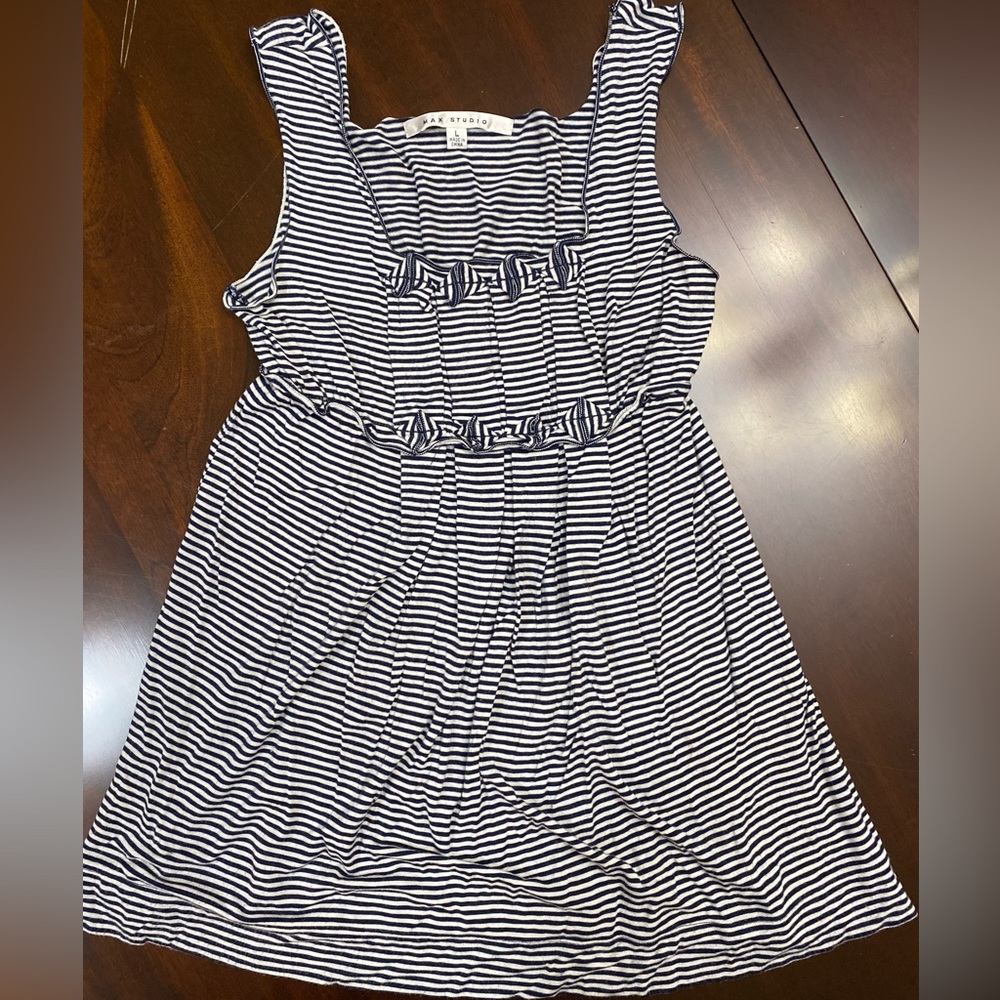 Max Studio Striped Empire Tank